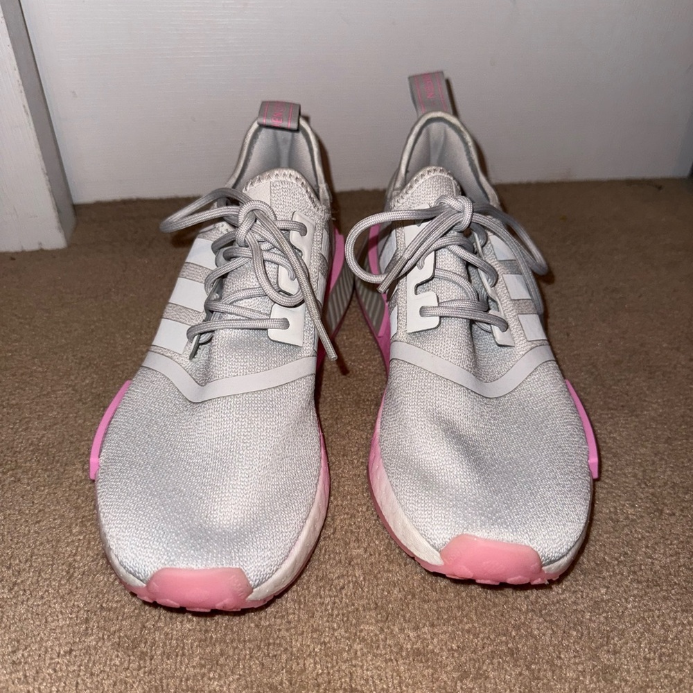 adidas Women's Light Gray and Pink Sneakers